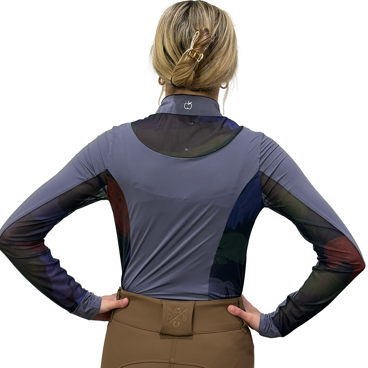 Dapplebay Women's Grace 1/4 Zip Long Sleeve Riding Top-dusk-back view