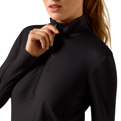 Ariat Women's Lunaveil 1/2 Zip Baselayer - Black  -  close up view