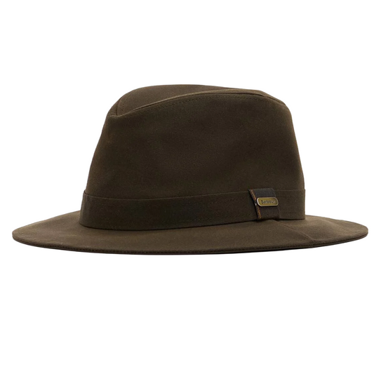 Barbour Vintage Wax Bushman Hat, olive, Side view