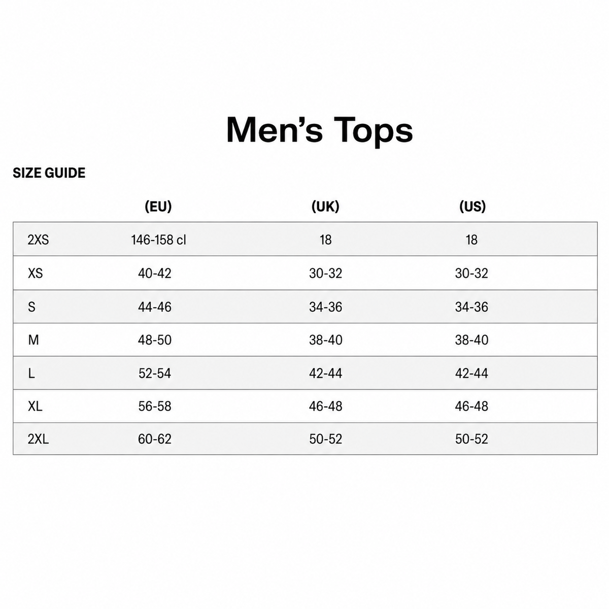 Maya Delorez Men's Halfzip Pullover-Size Chart