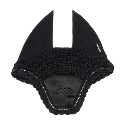 Image 1: Equiline EQENTI Velvet & Rhinestone Ear Bonnet - front view

