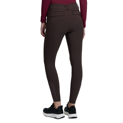 LeMieux Women's Lustre Half Seat Breggings model back view in  Espresso 