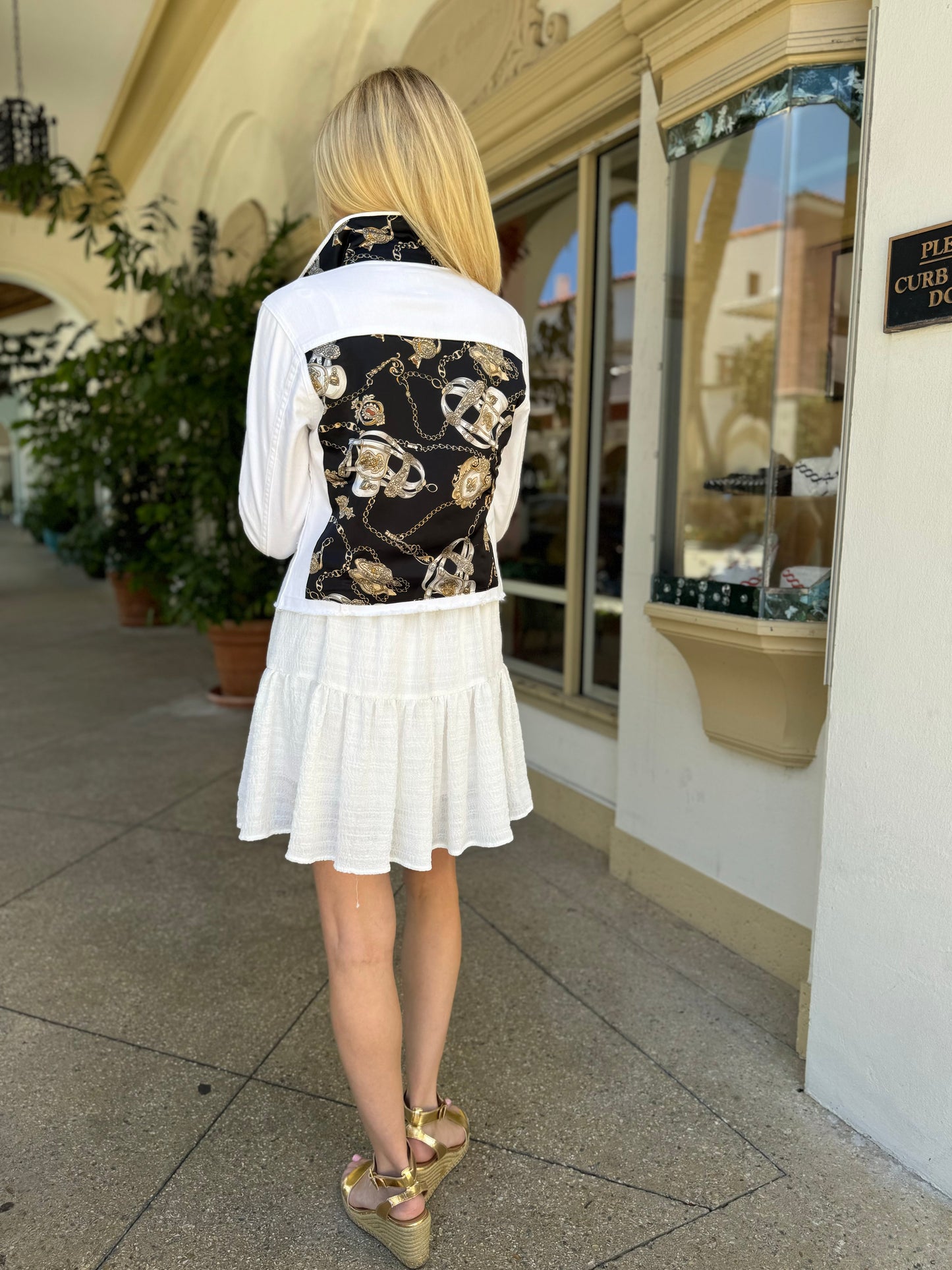 Stacy Bradley Design, The White Denim Jacket - Black Stirrup