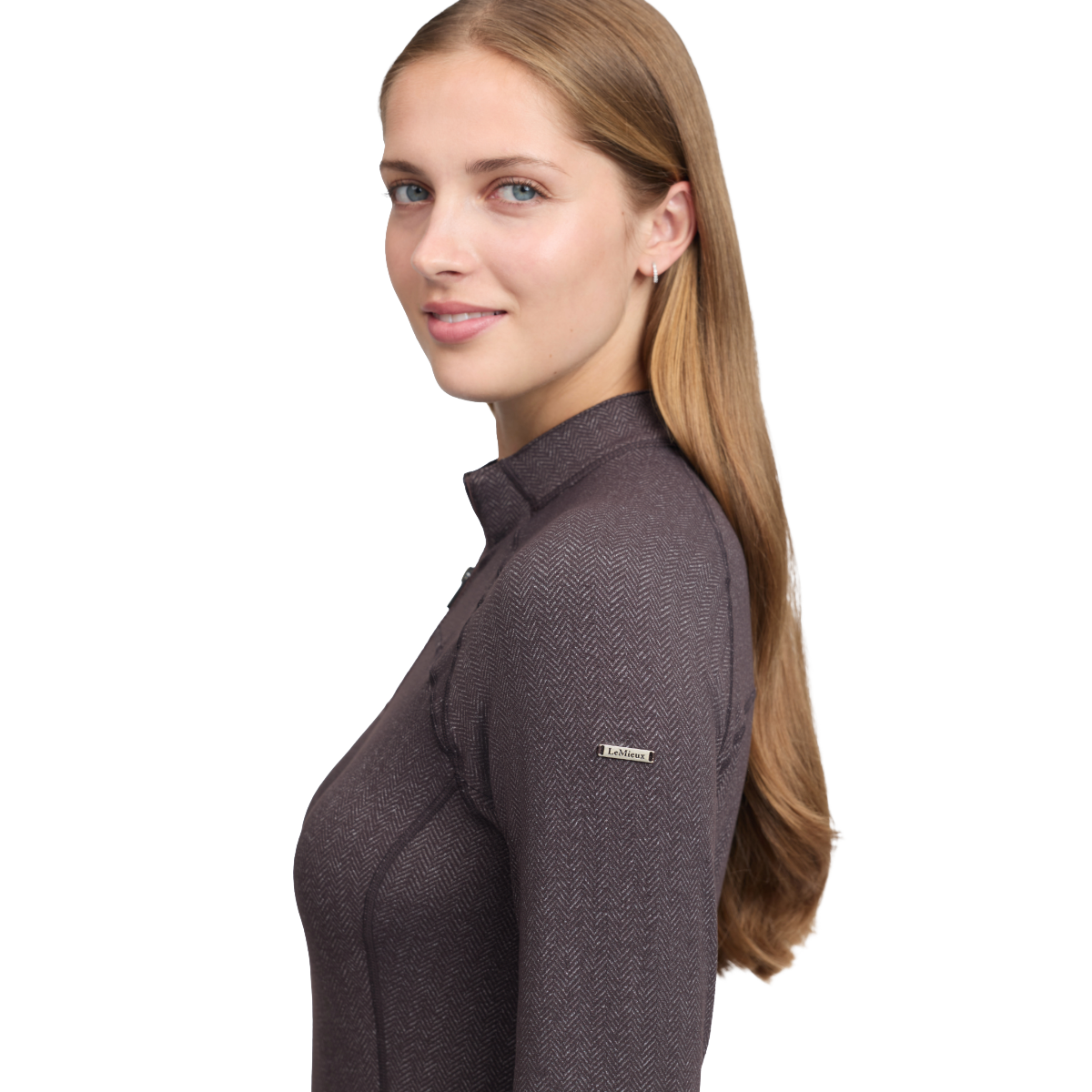 LeMieux Women's Heritage Herringbone Base Layer-Cocoa-model View