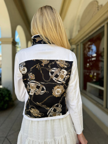 Stacy Bradley Design, The White Denim Jacket - Black Stirrup