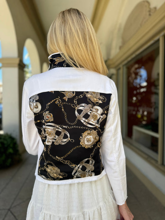 Stacy Bradley Design, The White Denim Jacket - Black Stirrup