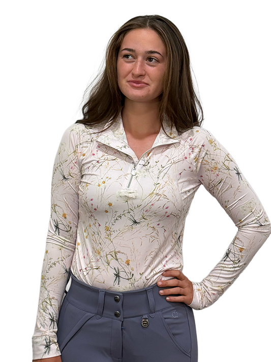 Dapplebay Dragonfly Meadow 1/4 Zip Long Sleeve Riding Top