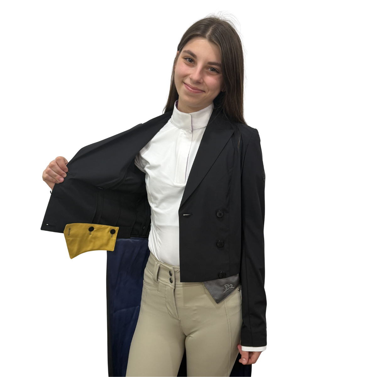 RJ Classics Women's Legacy Lite Shadbelly-Black with Blue Inner Lining-Inner Lining Front View