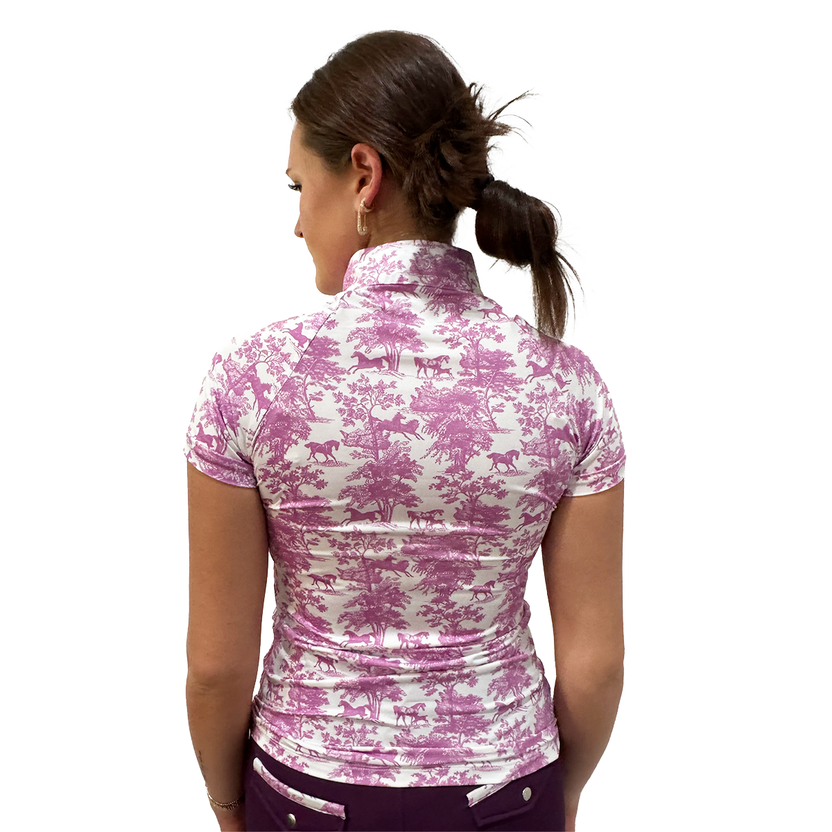 Dapplebay Equestrian Toile 1/4 Zip Short Sleeve Riding Top - Sale