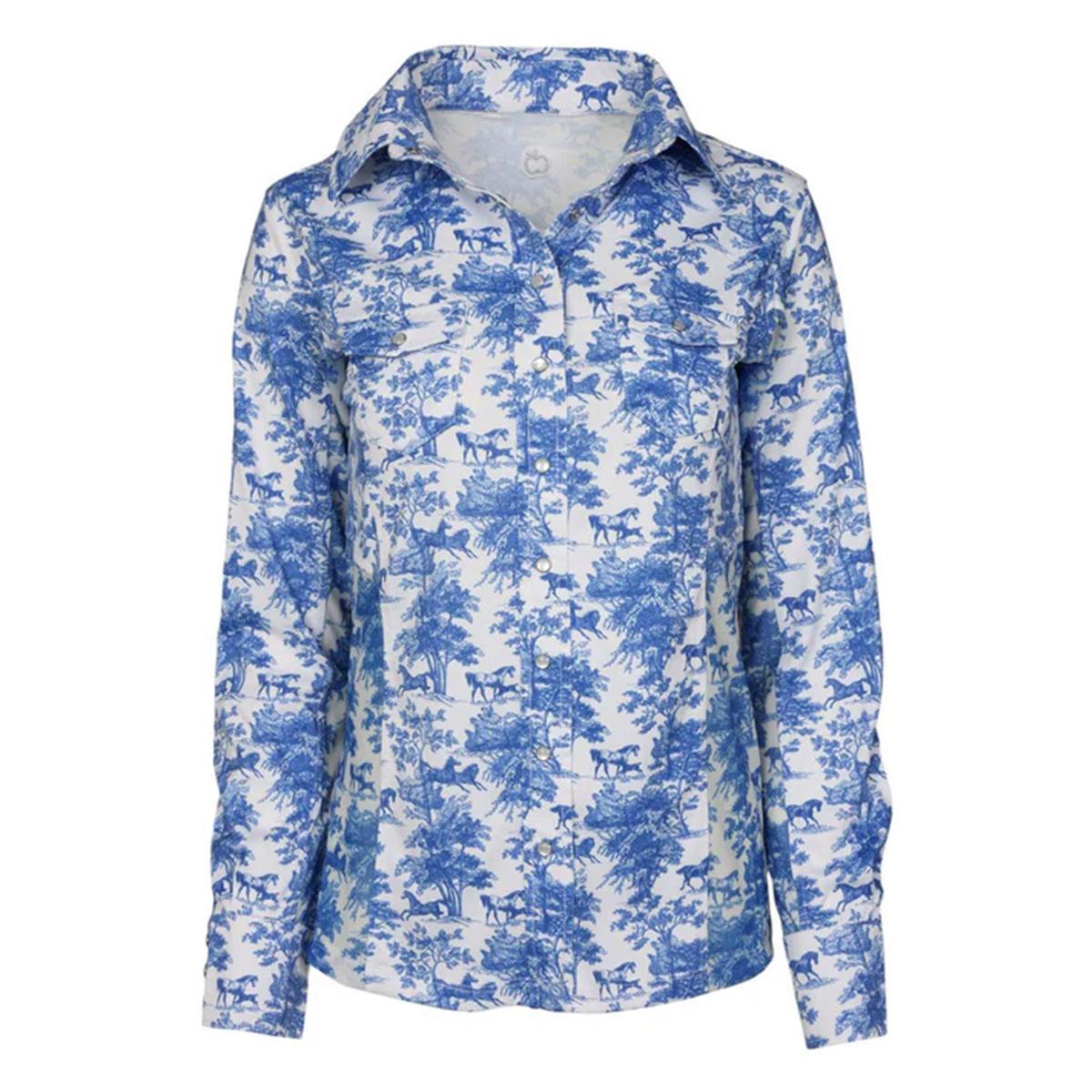 Dapplebay Women's Equestrian Toile Button Down Western Shirt