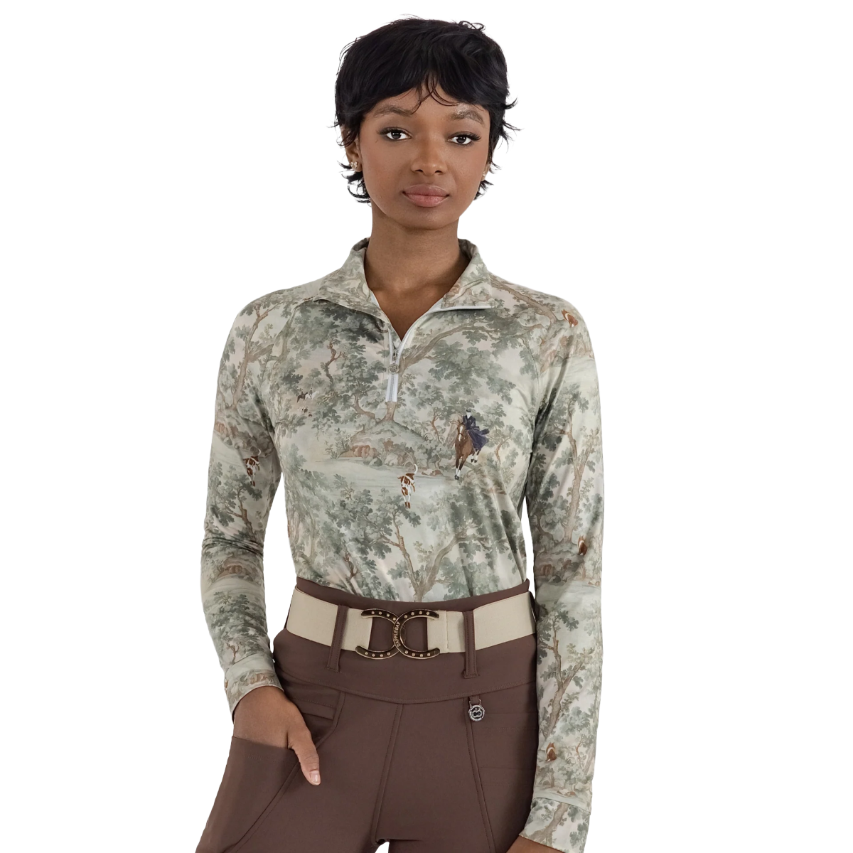 Dapplebay Women's Hunt Tapestry 1/4 Zip Long Sleeve Riding Top