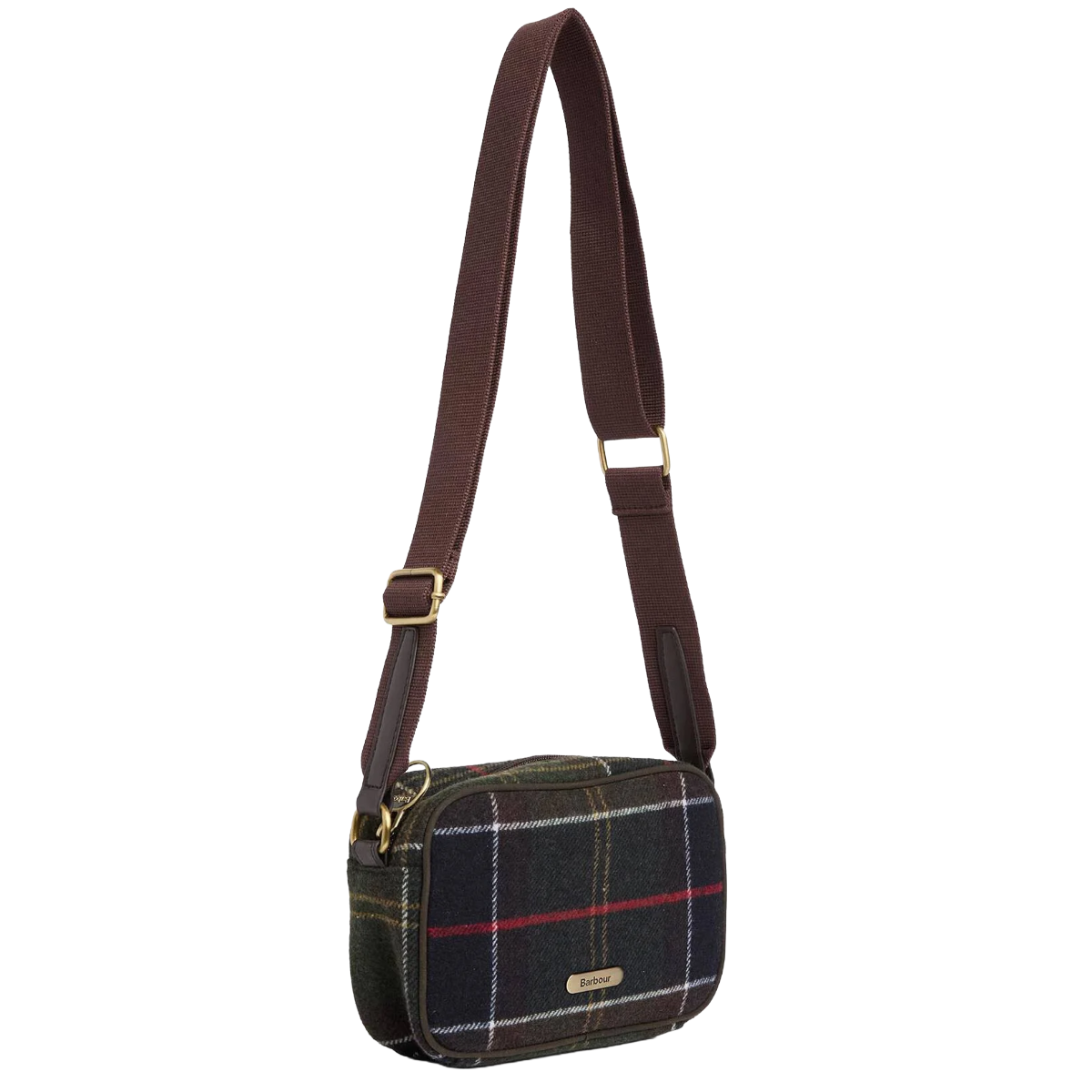 Barbour Contine Tartan Mini Crossbody Bag, Classic Tartan, full strap and bag view