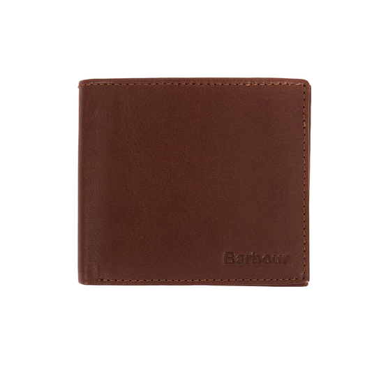 Barbour Colwell Leather Billfold Wallet, Brown classic, front view