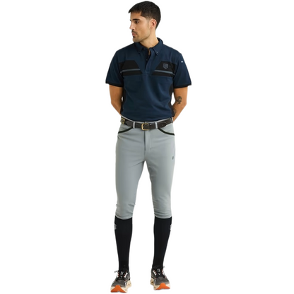 Maya Delorez Men's Half Seat Sport Breeches-Grey-Front View