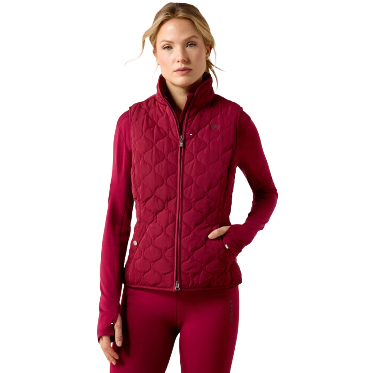 Ariat Women's Ashley 2.0 Insulated Vest model view in Beet Red
