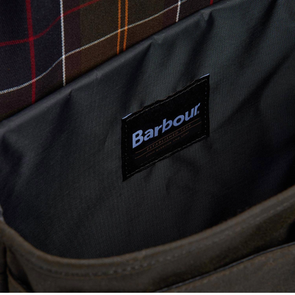 Barbour Field Wax Messenger Bag , olive, logo view