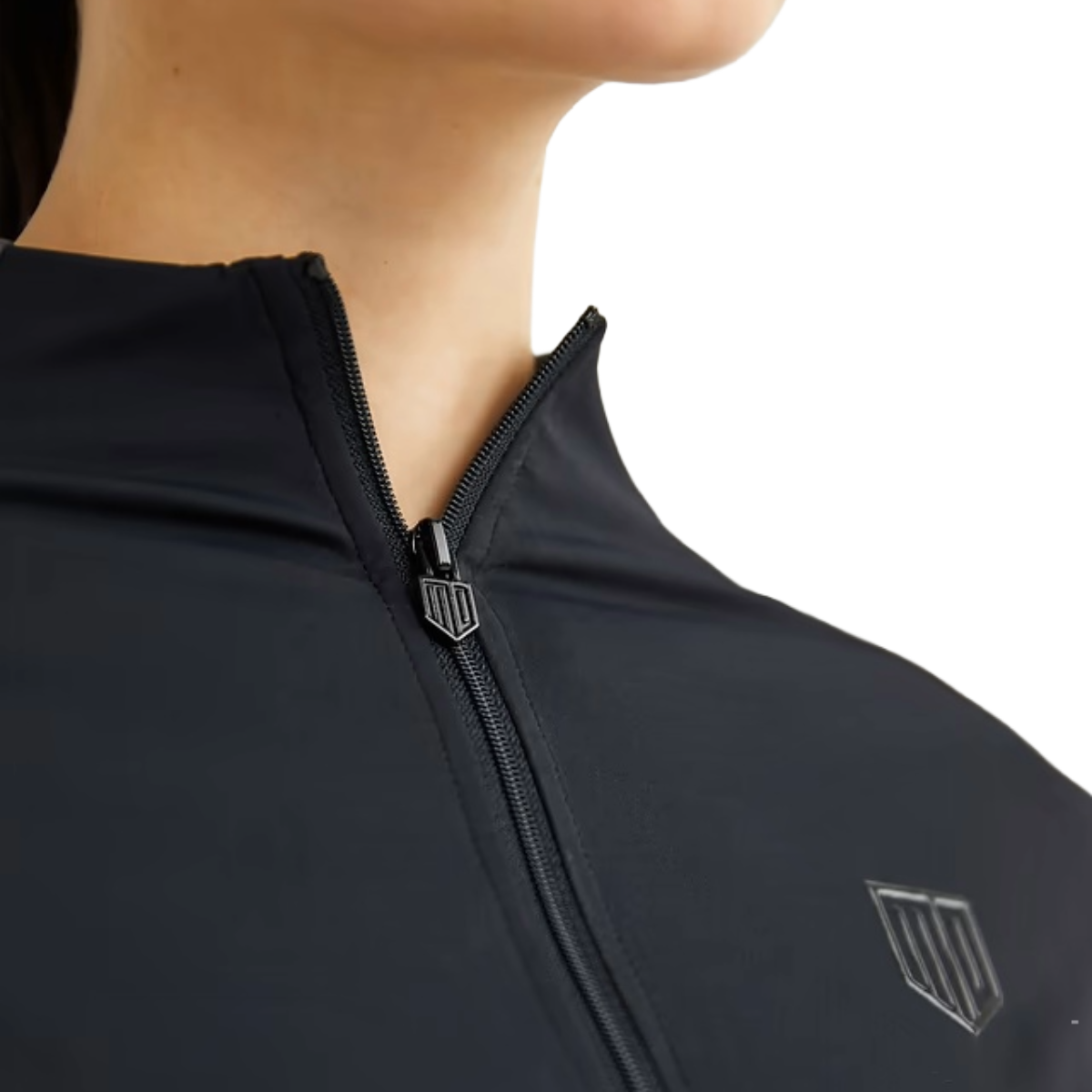 Maya Delorez Women's Long Sleeve Zipper-Black Gray-Zipper View