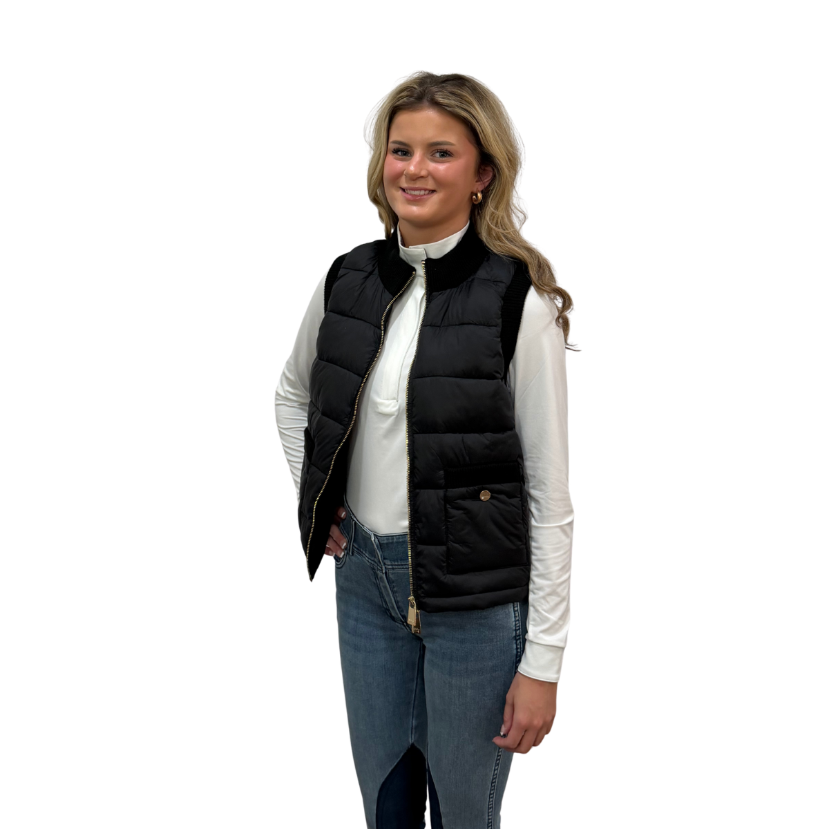 Kastel Women's Quilted Vest With Gold Zipper
