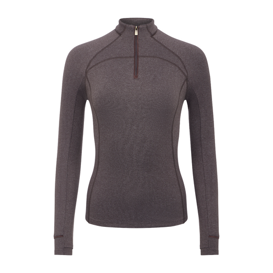 LeMieux Women's Heritage Herringbone Base Layer Front View in cocoa
