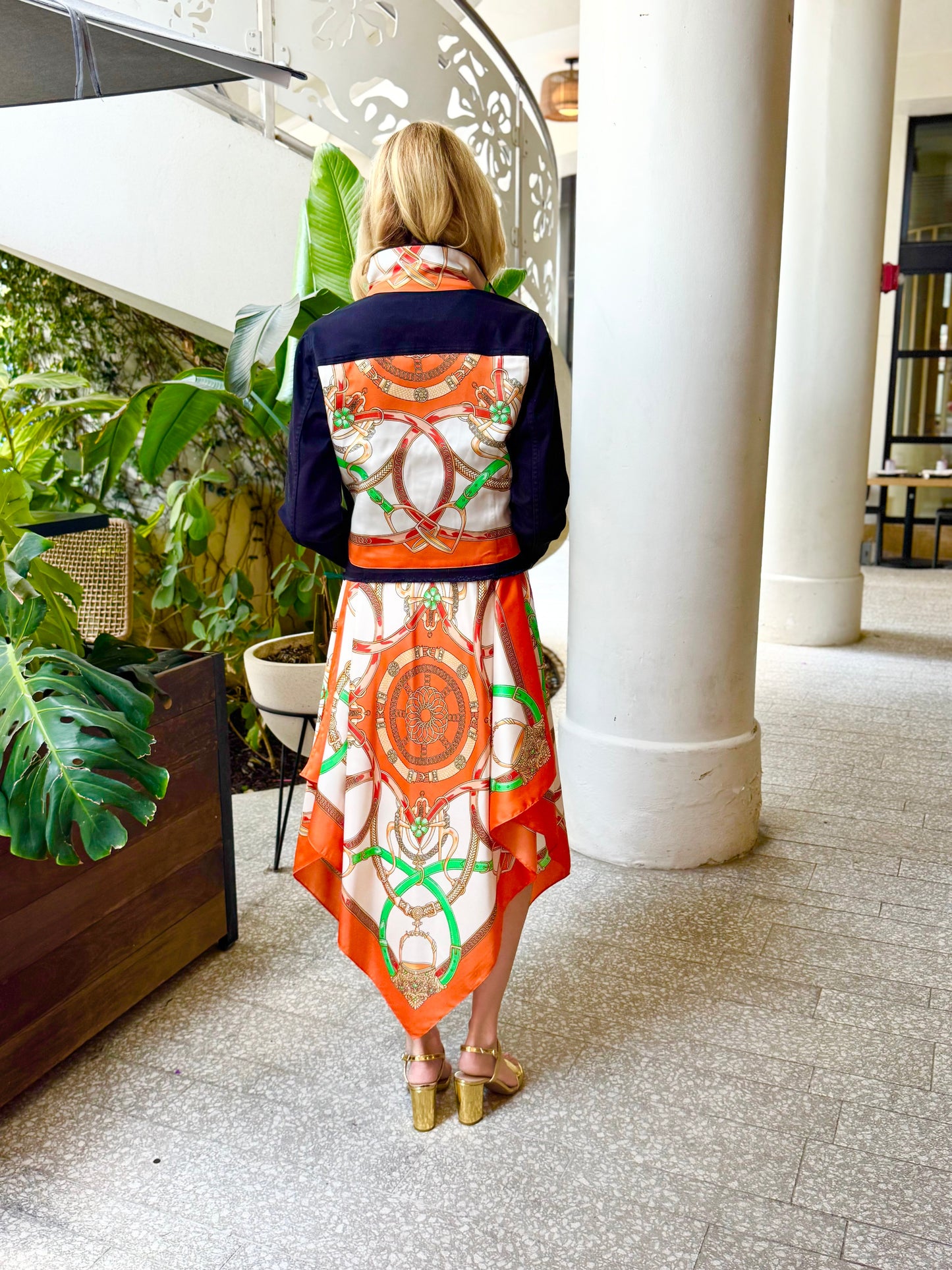 Stacy Bradley Design, The Dark Denim Jacket - Orange Stirrup