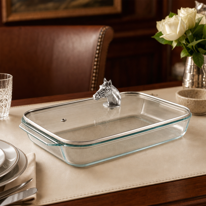Arthur Court Horse Head with Pyrex 3 quart Baking Dish