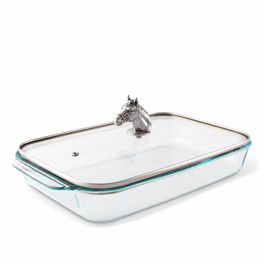 Arthur Court Horse Head with Pyrex 3 quart Baking Dish