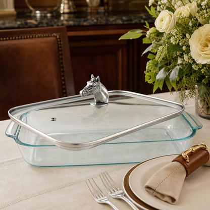 Arthur Court Horse Head with Pyrex 3 quart Baking Dish