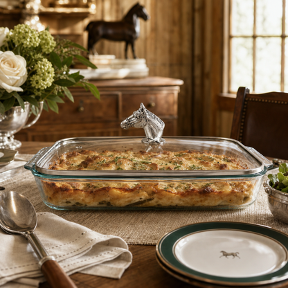 Arthur Court Horse Head with Pyrex 3 quart Baking Dish