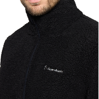 Samshield Men's Yvon Long Sleeve Sweatshirt, black, collar view