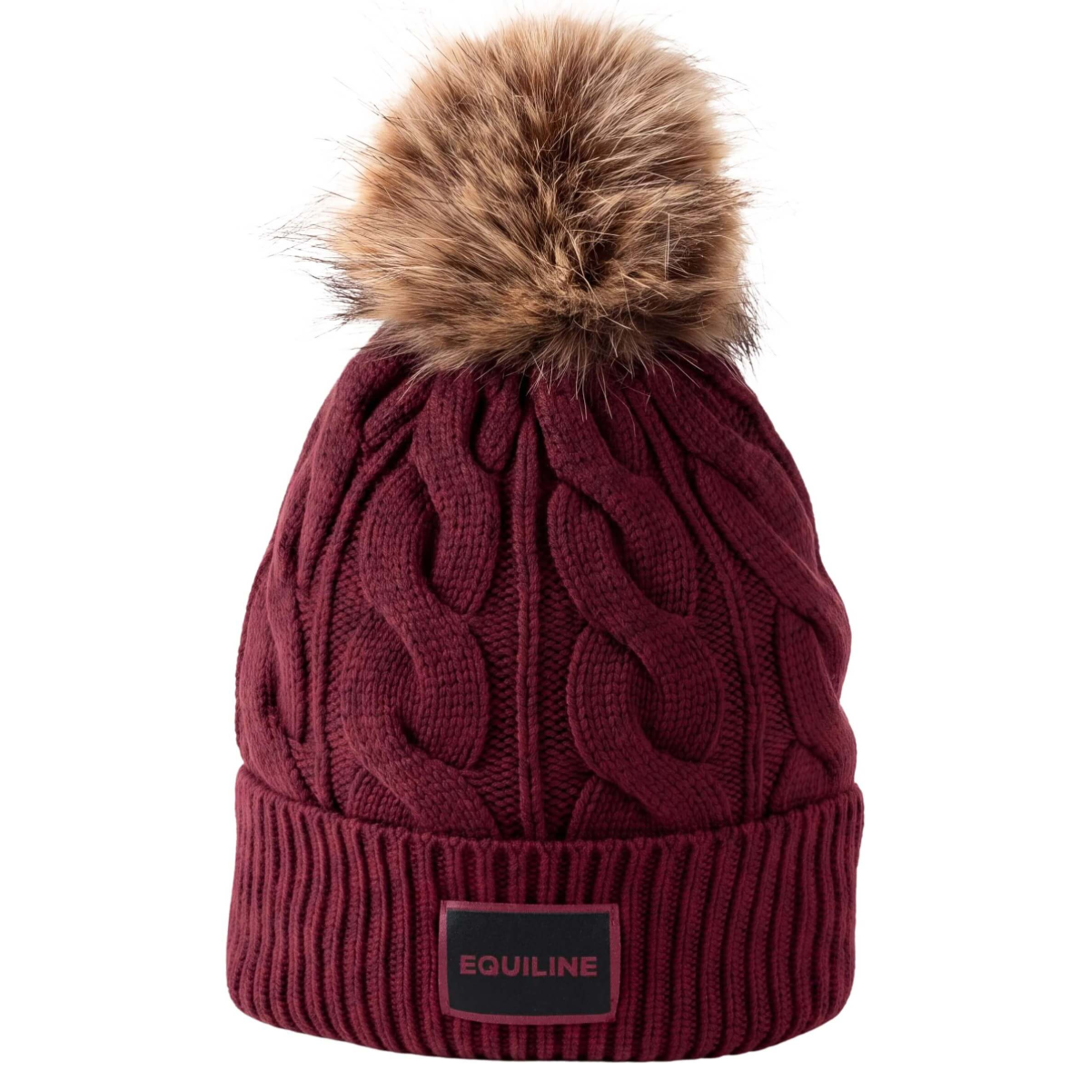 Equiline Unisex EQGAT Hat with Pom Pom, Alpine Plum, front view