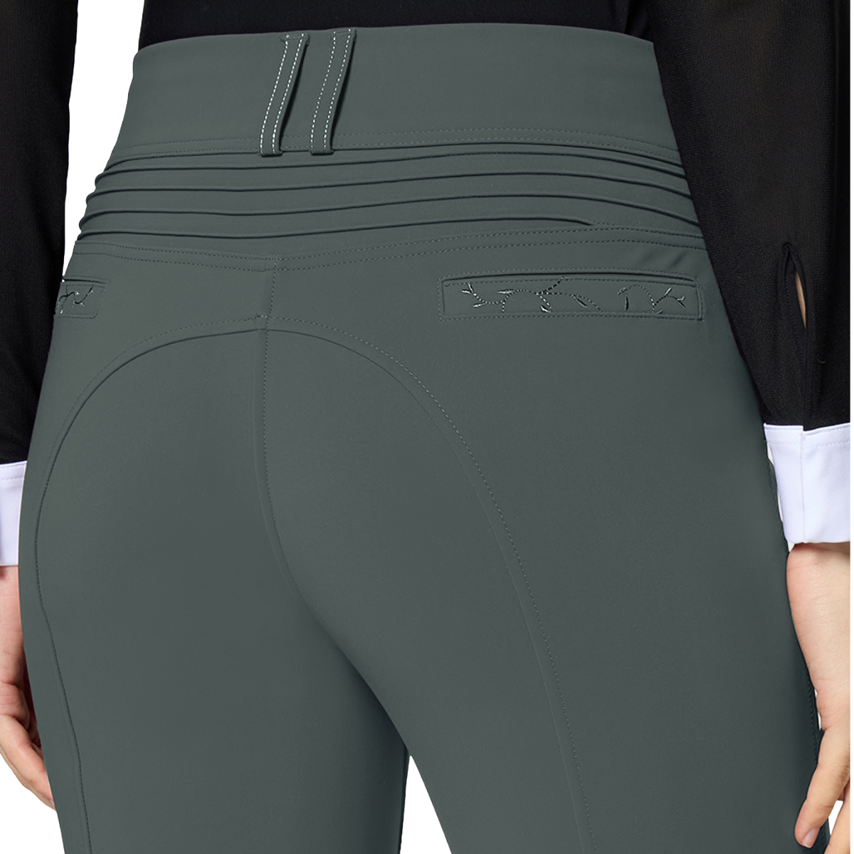 Samshield Women's Clara Floral Knee Grip Breeches, dark forest, back view