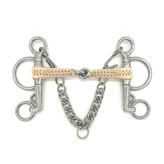 Jake Adams Single Jointed Leather Covered Pelham Bit