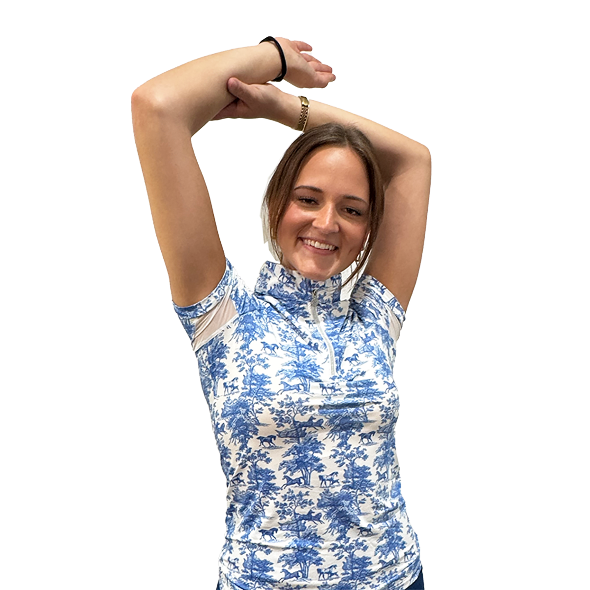 Dapplebay Equestrian Toile 1/4 Zip Short Sleeve Riding Top