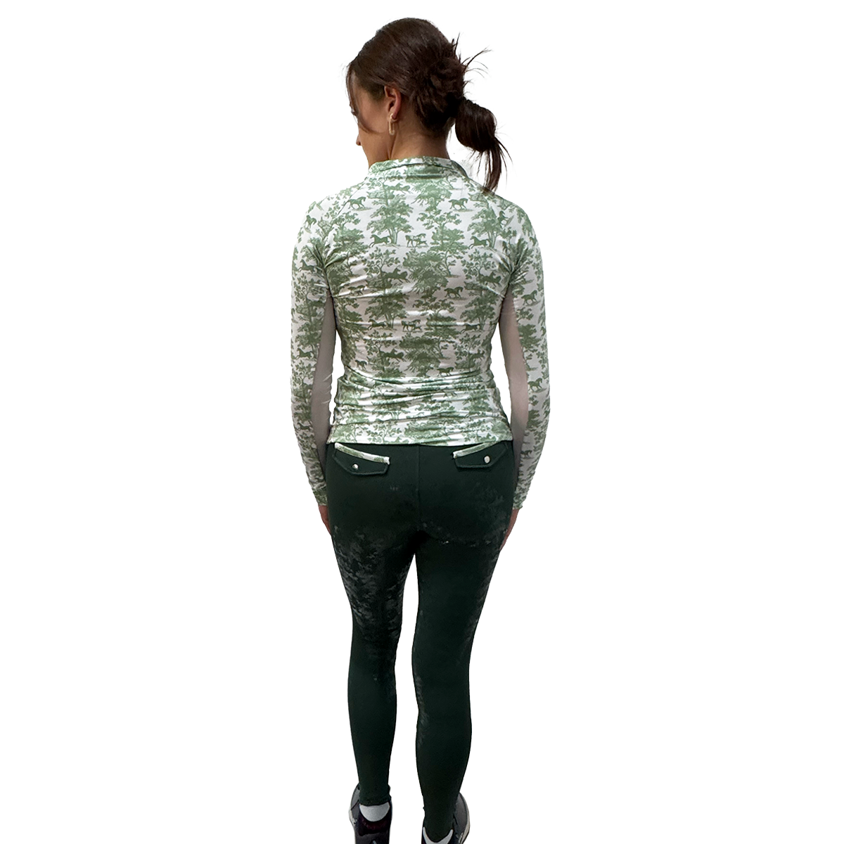 Dapplebay Equestrian Toile 1/4 Zip Light Riding Top - Long Sleeve