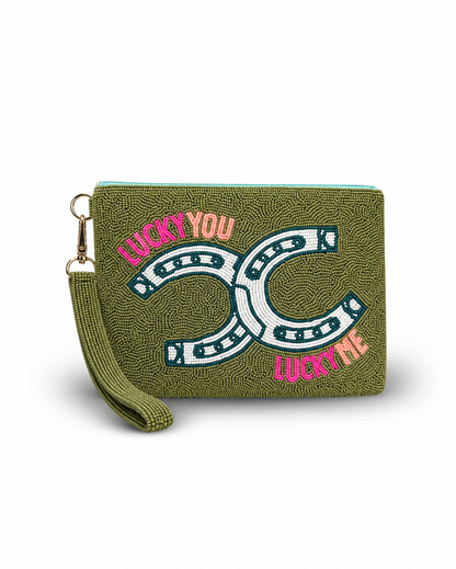 Tucker Tweed  Lucky You, Lucky Me Large Beaded Pouch