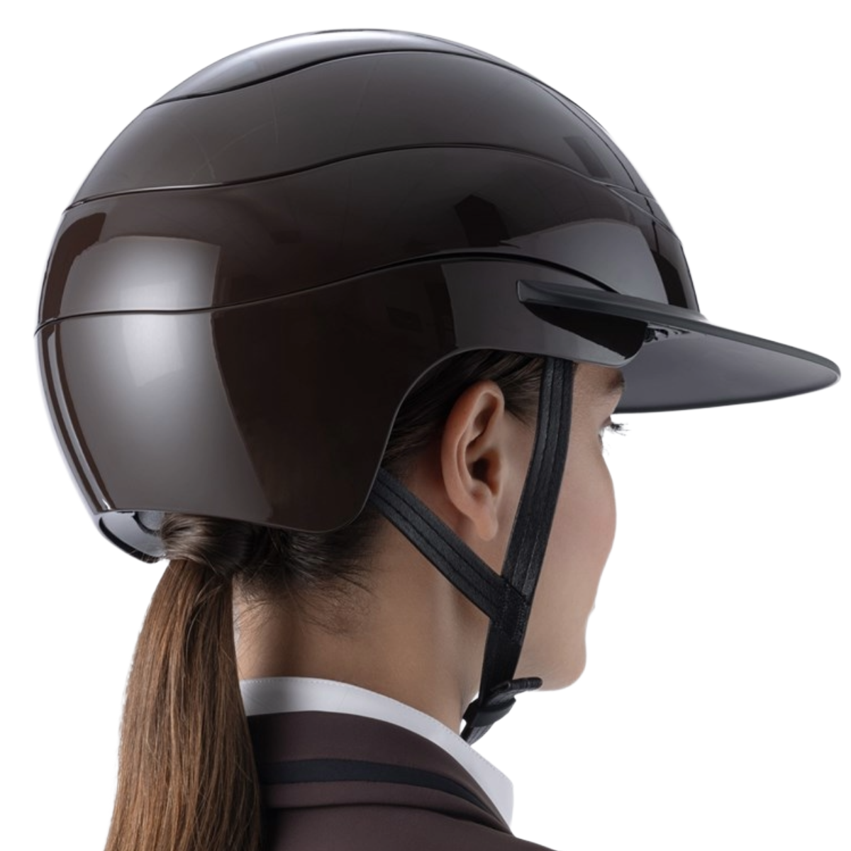 Image 2: Equiline Xanto Sun Visor Riding Helmet - Coffee Bean in Coffee Bean - side view