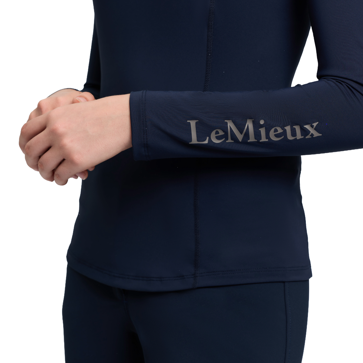 LeMieux Women's Classique Base Layer - Navy - Left Forearm Brand Detail