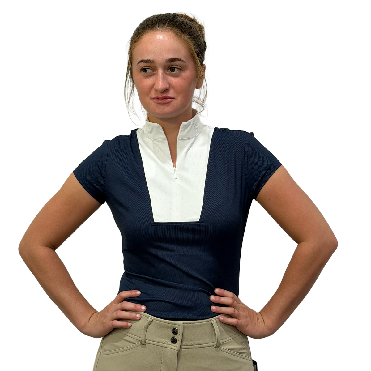 Women's Celeste Short Sleeve Show Shirt - Navy - Front View