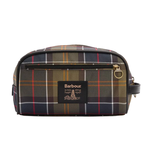 Barbour Tartan Washbag, Classic/Beacon, Front view