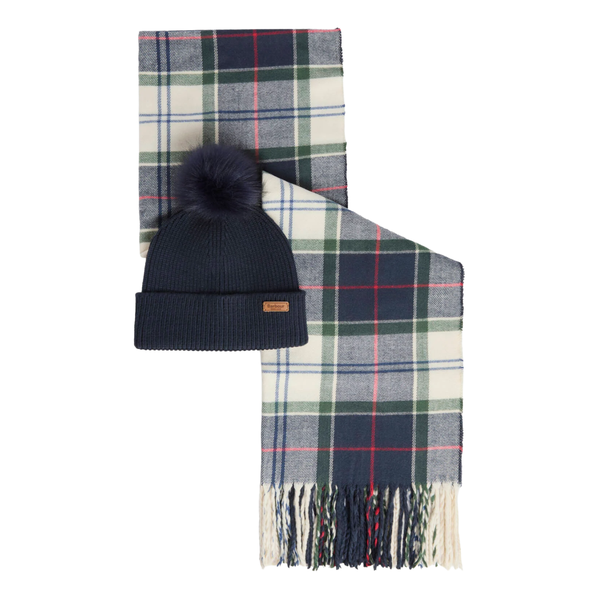 Barbour Dover Beanie & Hailes Scarf Gift Set, Light evergreen, hat and  scarf view