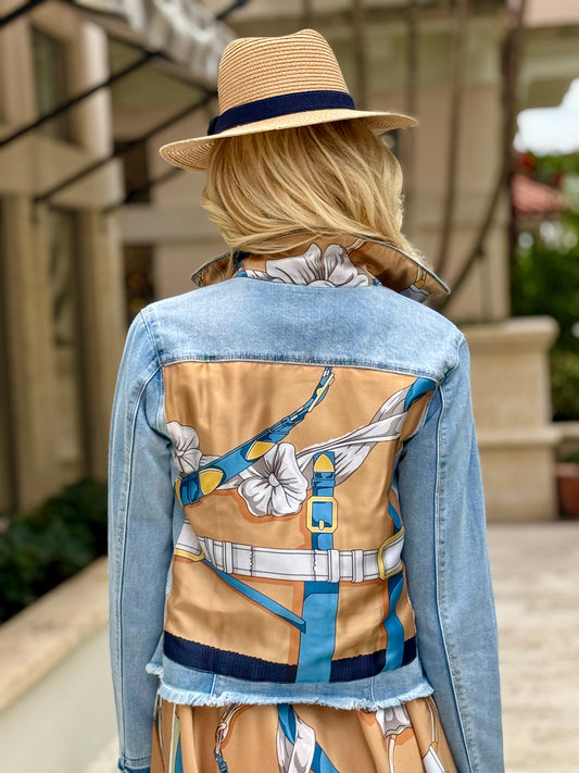 Stacy Bradley Design,  Light Denim Jacket - Capri Blue Strap and Buckle