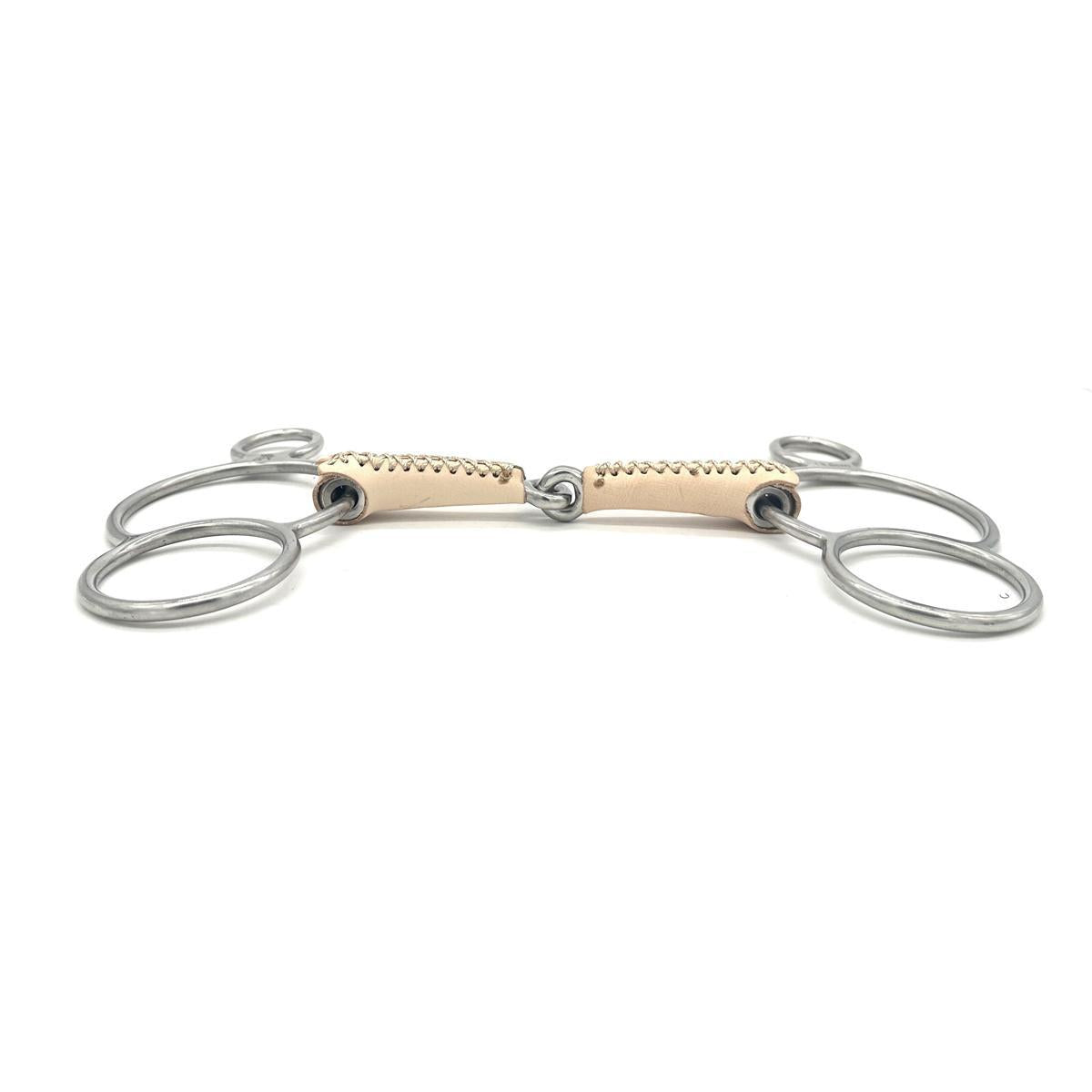 Jake Adams Single Jointed Leather Covered Two Ring Bit