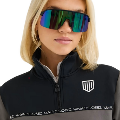 Maya Delorez Women's Halfzip Pullover-Gray/Black-Logo View