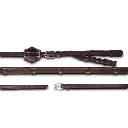 AJR 5/8" Rubber Covered Converter Reins With Stopper and Leather Grips