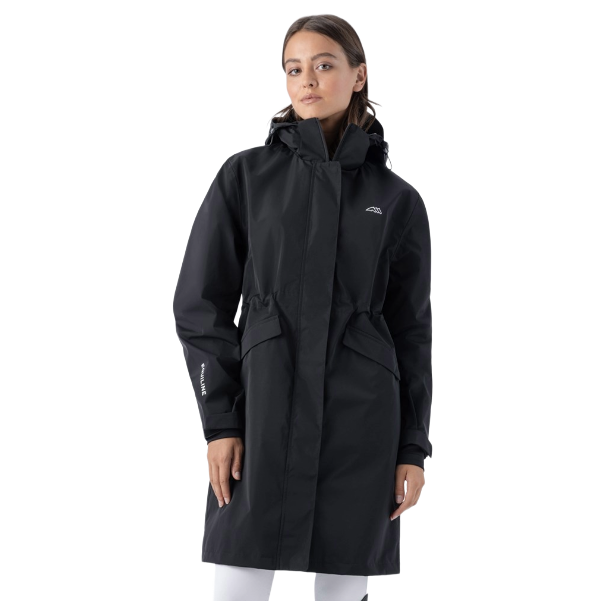 Image 1: Equiline Women's EQEXTRE 3/4 Waterproof Rain Coat - front view