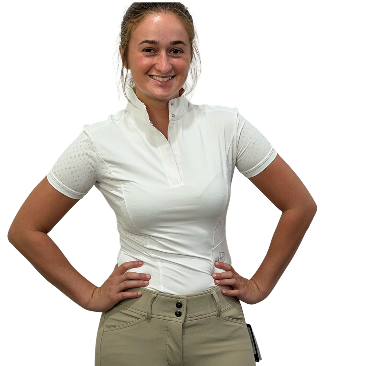 Women's Brynn Short Sleeve Show Shirt - Front View - White Collar Detail