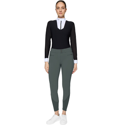 Samshield Women's Clara Floral Knee Grip Breeches, Dark Forest, front view