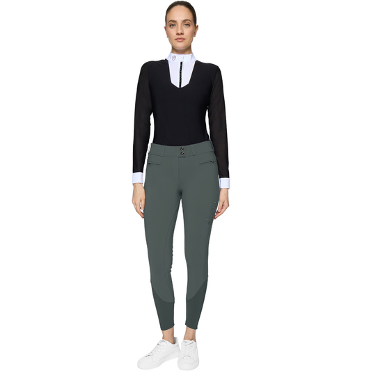 Samshield Women's Clara Floral Knee Grip Breeches, Dark Forest, front view