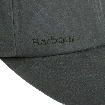 Barbour Wax Sports Cap, Sage, Logo view
