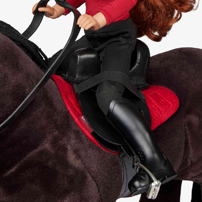 LeMieux Toy Rider Steady Saddle-Black--With Model Close up View